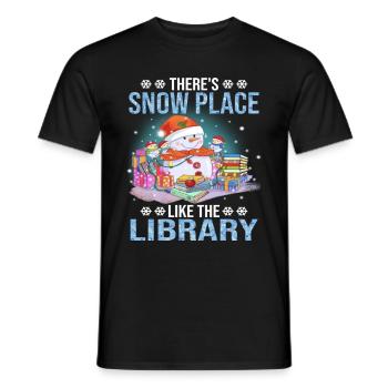 There's Snow Place Like The Library Christmas - Men's T-Shirt - black - Front - AI Model Male 178 light (178cm)