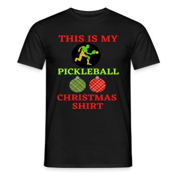 Voici ma chemise de Noël Pickleball - T-shirt homme - noir - Devant - AI Model Male 178 light (178cm)