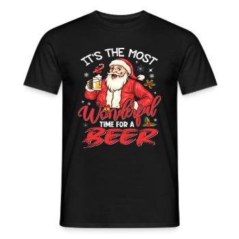 Le moment le plus merveilleux pour la bière Père Noël - T-shirt homme - noir - Devant - AI Model Male 178 light (178cm)