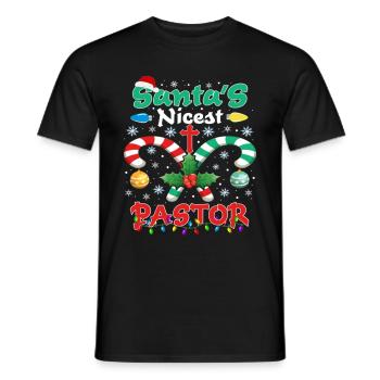 Santa's Nicest Pastor Christmas Religious - Men's T-Shirt - black - Front - AI Model Male 178 light (178cm)