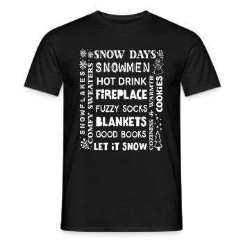 Vacances d’hiver Choses préférées Amoureux de la neige Lecture - T-shirt homme - noir - Devant - AI Model Male 178 light (178cm)
