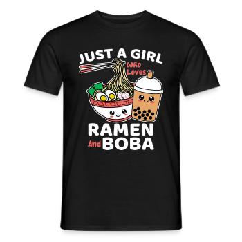 Just A Girl Who Loves Ramen And Boba - Men's T-Shirt - black - Front - AI Model Male 178 light (178cm)