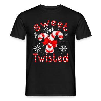 Candy Cane Sweet But Twisted Merry Christmas - Men's T-Shirt - black - Front - AI Model Male 178 light (178cm)