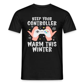 Gardez votre manette au chaud cet hiver - T-shirt homme - noir - Devant - AI Model Male 178 light (178cm)