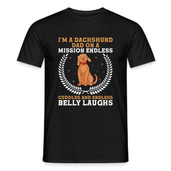 Ich bin ein Dackelvater auf einer Mission Hundebesitzer Wiener - Männer T-Shirt - Schwarz - Vorne - AI Model Male 178 light (178cm)