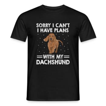 Tut mir leid, ich kann nicht, ich habe Pläne mit meinem Dackelhund L - Männer T-Shirt - Schwarz - Vorne - AI Model Male 178 light (178cm)