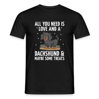 Alles, was Sie brauchen, ist Liebe und ein Dackelhund-Liebhaberhund - Männer T-Shirt - Schwarz - Vorne - AI Model Male 178 light (178cm)