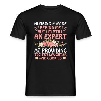 Grand-mère retraitée Pension Infirmière infirmière en soins infirmiers - T-shirt homme - noir - Devant - AI Model Male 178 light (178cm)