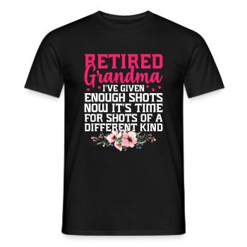 Grand-mère retraitée Pension Infirmière infirmière en soins infirmiers - T-shirt homme - noir - Devant - AI Model Male 178 light (178cm)