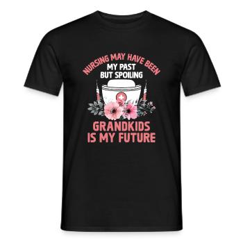 Grand-mère retraitée Pension Infirmière infirmière en soins infirmiers - T-shirt homme - noir - Devant - AI Model Male 178 light (178cm)