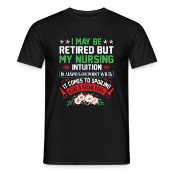 Grand-mère retraitée Pension Infirmière infirmière en soins infirmiers - T-shirt homme - noir - Devant - AI Model Male 178 light (178cm)