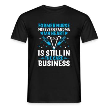 Grand-mère retraitée Pension Infirmière infirmière en soins infirmiers - T-shirt homme - noir - Devant - AI Model Male 178 light (178cm)