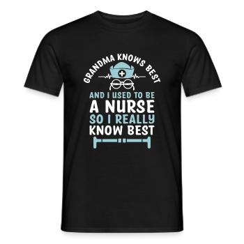 Grand-mère retraitée Pension Infirmière infirmière en soins infirmiers - T-shirt homme - noir - Devant - AI Model Male 178 light (178cm)