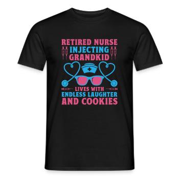 Grand-mère retraitée Pension Infirmière infirmière en soins infirmiers - T-shirt homme - noir - Devant - AI Model Male 178 light (178cm)