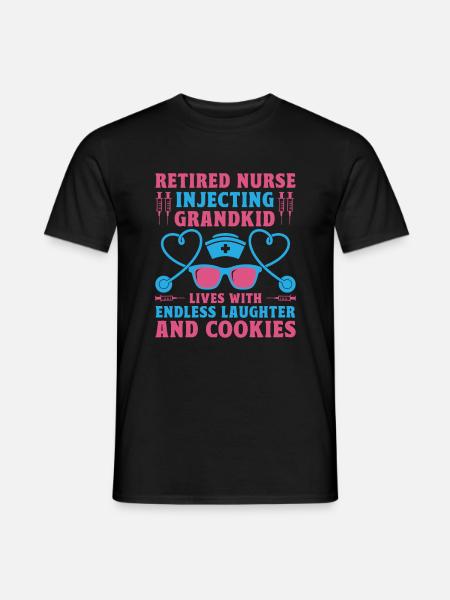 Grand-mère retraitée Pension Infirmière infirmière en soins infirmiers - T-shirt homme - noir
