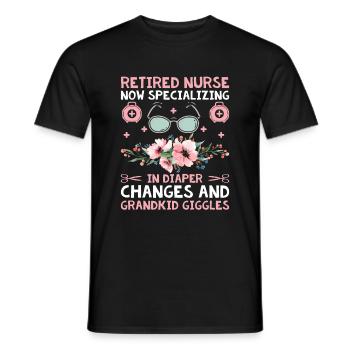 Grand-mère retraitée Pension Infirmière infirmière en soins infirmiers - T-shirt homme - noir - Devant - AI Model Male 178 light (178cm)