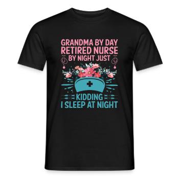 Grand-mère retraitée Pension Infirmière infirmière en soins infirmiers - T-shirt homme - noir - Devant - AI Model Male 178 light (178cm)
