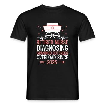 Grand-mère retraitée Pension Infirmière infirmière en soins infirmiers - T-shirt homme - noir - Devant - AI Model Male 178 light (178cm)