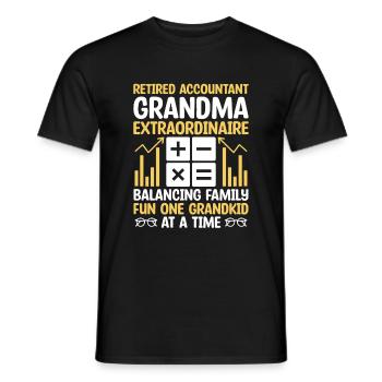Grand-mère à la retraite Pensioner Comptable Banque - T-shirt homme - noir - Devant - AI Model Male 178 light (178cm)
