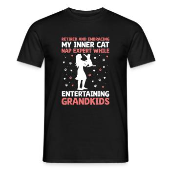 Amoureux des chats Grand-mère retraitée Retraité Propriétaire de chat Chat - T-shirt homme - noir - Devant - AI Model Male 178 light (178cm)