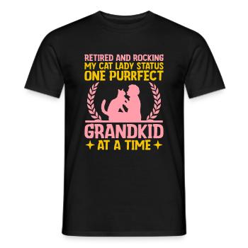 Amoureux des chats Grand-mère retraitée Retraité Propriétaire de chat Chat - T-shirt homme - noir - Devant - AI Model Male 178 light (178cm)