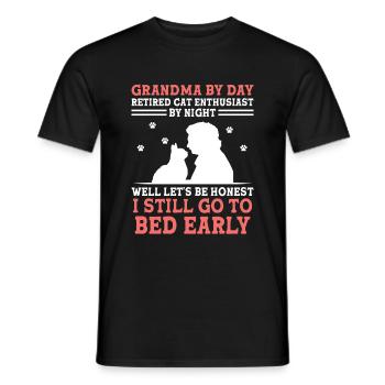 Amoureux des chats Grand-mère retraitée Retraité Propriétaire de chat Chat - T-shirt homme - noir - Devant - AI Model Male 178 light (178cm)
