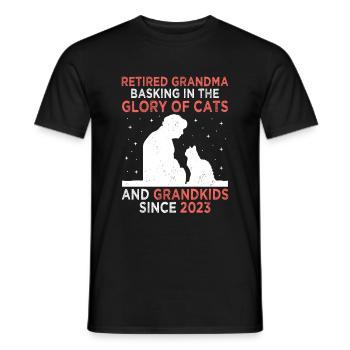 Amoureux des chats Grand-mère retraitée Retraité Propriétaire de chat Chat - T-shirt homme - noir - Devant - AI Model Male 178 light (178cm)
