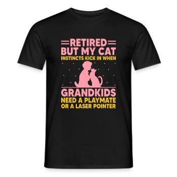 Amoureux des chats Grand-mère retraitée Retraité Propriétaire de chat Chat - T-shirt homme - noir - Devant - AI Model Male 178 light (178cm)