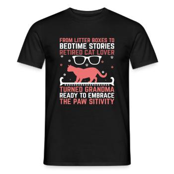 Amoureux des chats Grand-mère retraitée Retraité Propriétaire de chat Chat - T-shirt homme - noir - Devant - AI Model Male 178 light (178cm)