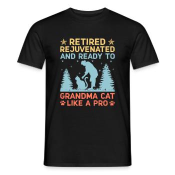 Amoureux des chats Grand-mère retraitée Retraité Propriétaire de chat Chat - T-shirt homme - noir - Devant - AI Model Male 178 light (178cm)