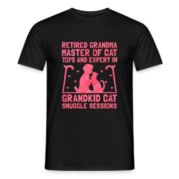 Amoureux des chats Grand-mère retraitée Retraité Propriétaire de chat Chat - T-shirt homme - noir - Devant - AI Model Male 178 light (178cm)