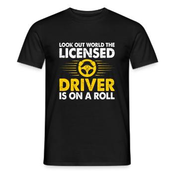 Driving License Passed New Driver Permit Driving S - Men's T-Shirt - black - Front - AI Model Male 178 light (178cm)