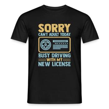Driving License Passed New Driver Permit Driving S - Men's T-Shirt - black - Front - AI Model Male 178 light (178cm)