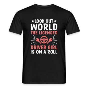 Driving License Passed New Driver Permit Driving S - Men's T-Shirt - black - Front - AI Model Male 178 light (178cm)