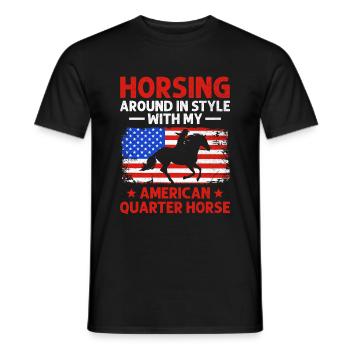 American Quarter Horse Equestrian Horse Lover Hors - Men's T-Shirt - black - Front - AI Model Male 178 light (178cm)