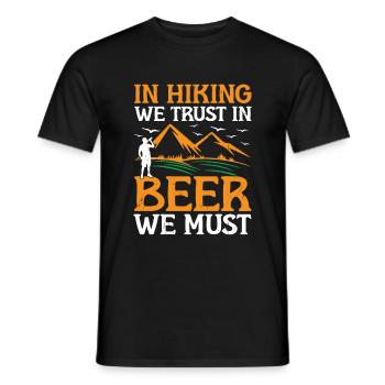Hiking Hiker Nature Trekking Outdoor Mountaineerin - Men's T-Shirt - black - Front - AI Model Male 178 light (178cm)