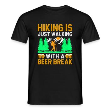 Hiking Hiker Nature Trekking Outdoor Mountaineerin - Men's T-Shirt - black - Front - AI Model Male 178 light (178cm)