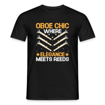 Oboe Player Oboe Basoonist Marching Band Instrumen - Men's T-Shirt - black - Front - AI Model Male 178 light (178cm)