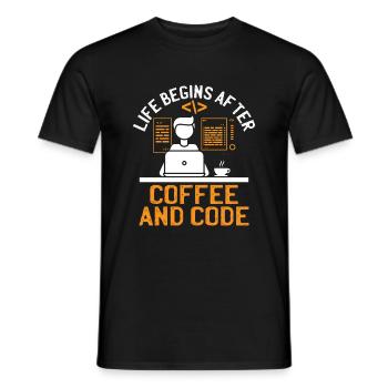 Kaffee-Codierung Programmierer Programmierer Entwickler Nerd Coff - Männer T-Shirt - Schwarz - Vorne - AI Model Male 178 light (178cm)