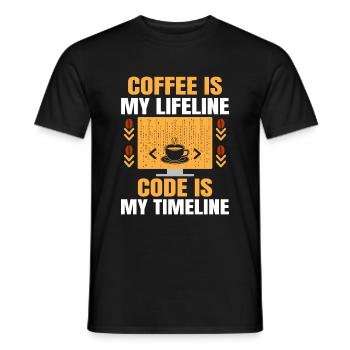 Coffee Coding Programmer Coder Developer Nerd Coff - Men's T-Shirt - black - Front - AI Model Male 178 light (178cm)