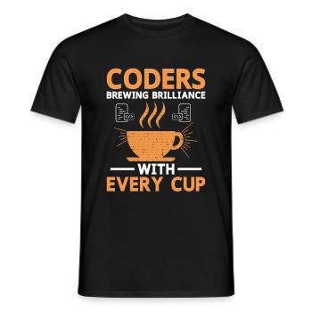 Coffee Coding Programmer Coder Developer Nerd Coff - Men's T-Shirt - black - Front - AI Model Male 178 light (178cm)