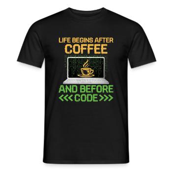 Coffee Coding Programmer Coder Developer Nerd Coff - Men's T-Shirt - black - Front - AI Model Male 178 light (178cm)