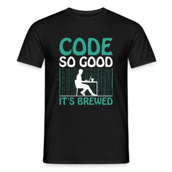 Coffee Coding Programmer Coder Developer Nerd Coff - Men's T-Shirt - black - Front - AI Model Male 178 light (178cm)