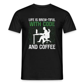 Café Codage Programmeur Codeur Développeur Nerd Coff - T-shirt homme - noir - Devant - AI Model Male 178 light (178cm)