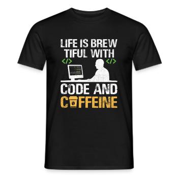 Café Codage Programmeur Codeur Développeur Nerd Coff - T-shirt homme - noir - Devant - AI Model Male 178 light (178cm)