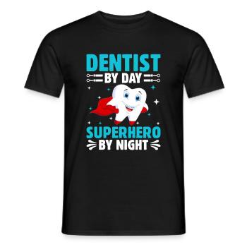 Zahnarzt bei Tag Superheld bei Nacht Zahnärztliche Zahnheilkunde - Männer T-Shirt - Schwarz - Vorne - AI Model Male 178 light (178cm)