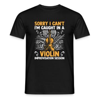 Désolé, je ne peux pas, je suis pris dans une improvisation au violon - T-shirt homme - noir - Devant - AI Model Male 178 light (178cm)