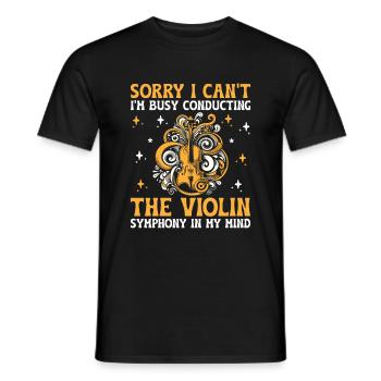 Tut mir leid, ich kann nicht, ich bin damit beschäftigt, The Violin Symph zu dirigieren - Männer T-Shirt - Schwarz - Vorne - AI Model Male 178 light (178cm)