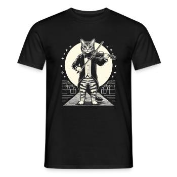 Chat Jouant Du Violon Instrument Violoniste Violon Vi - T-shirt homme - noir - Devant - AI Model Male 178 light (178cm)