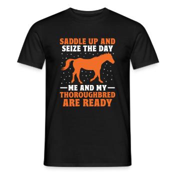 Courses de chevaux pur-sang Équitation Chevaux équestres - T-shirt homme - noir - Devant - AI Model Male 178 light (178cm)